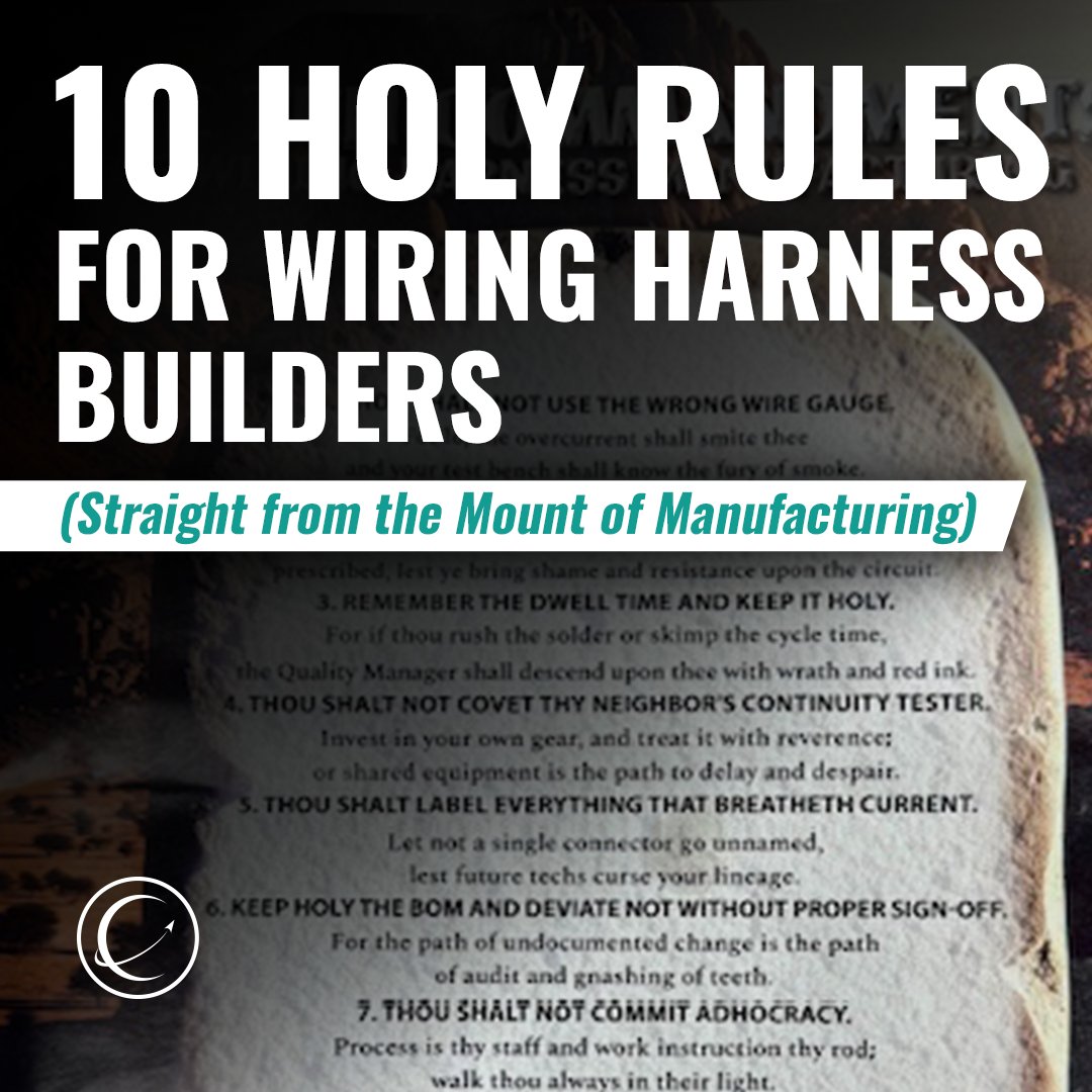 aerospacewired's tweet image. If wiring harnesses had a Bible, this would be it. 🙌

Discover the 10 essential rules every harness builder, technician, and engineer should know—shared in Wiring Harness News and inspired by real manufacturing experience.

#InterConnect #ConnectionMatters