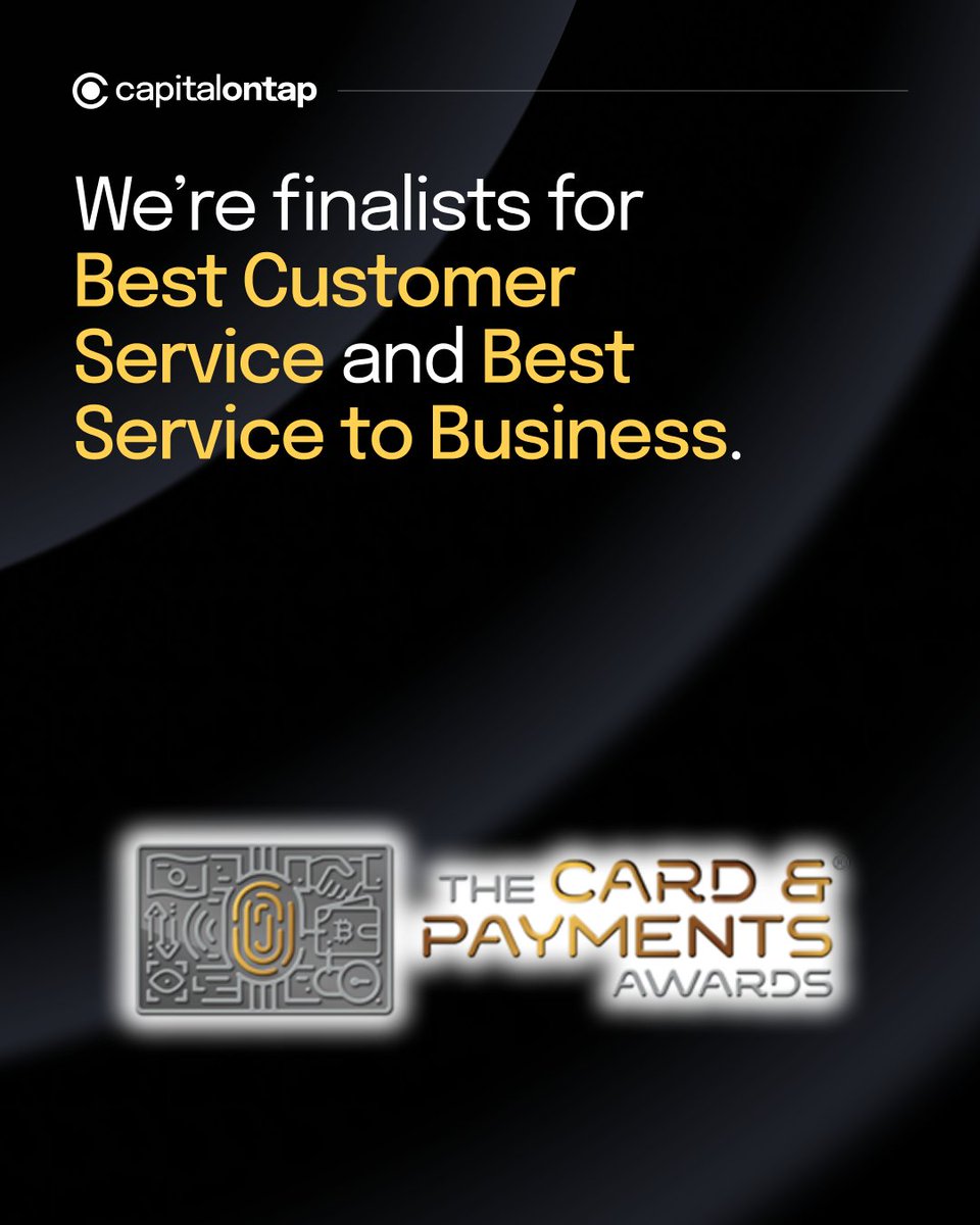 Double Finalists! 🎉 We are proud to be nominated in two categories at The Card and Payment Awards:
🏆 Best Customer Service Initiative
🏆 Best Service to Business
This is all down to our brilliant team.
#CapitalOnTap #CardandPaymentAwards #CustomerSupport
(Capital on Tap UK)