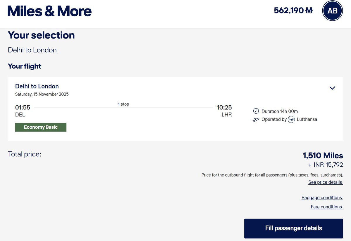 CardVala's tweet photo. #GlitchAlert

Lufthansa (Miles & More) is currently showing crazy low redemption rates — just 1000–2000 miles for many sectors! 🚨✈️

Try your luck if you have any confirmed travel plans before it’s fixed. #Aviation #PointsHacks #MilesAndMore #Ccgeek