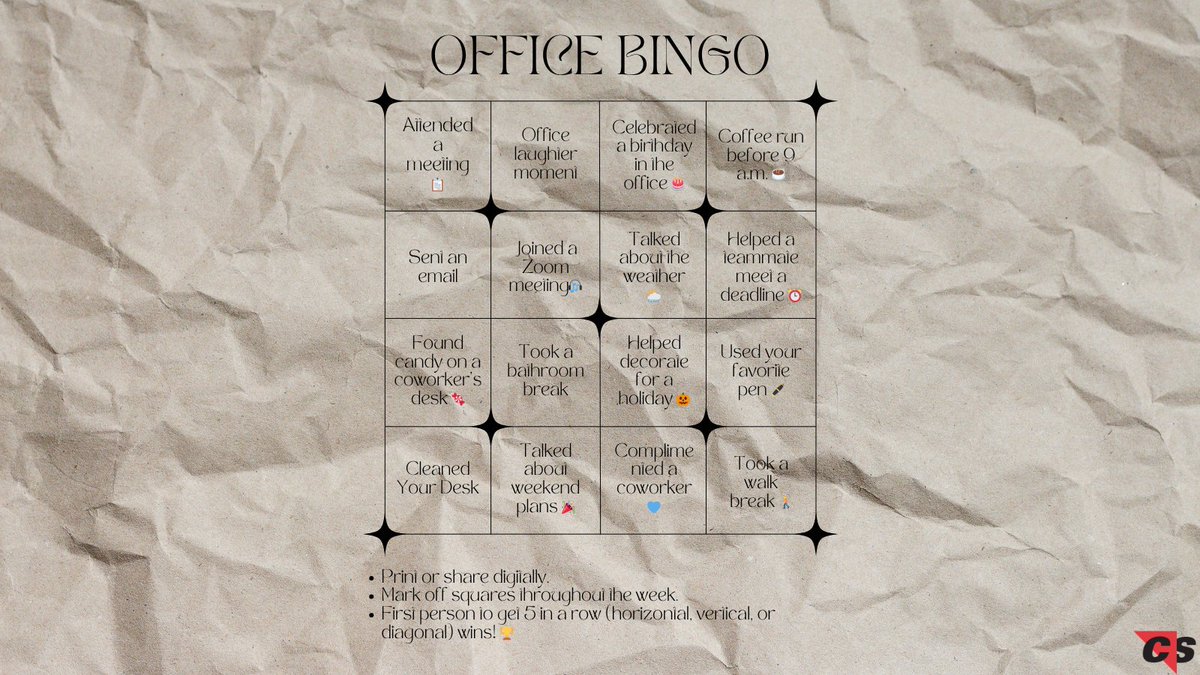 Office Bingo is on! 🎉 Who will get five in a row first? #OfficeFun #TeamCornerStone