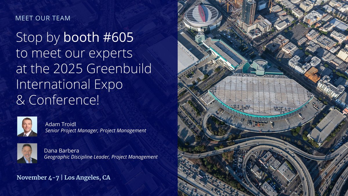 ColliersEng's tweet image. Want to explore how we can support your green building projects?👉Stop by booth #605 to meet our experts at the 2025 Greenbuild International Expo &amp;amp; Conference from today until November 7!

#Greenbuild #SustainableEngineering #Sustainability