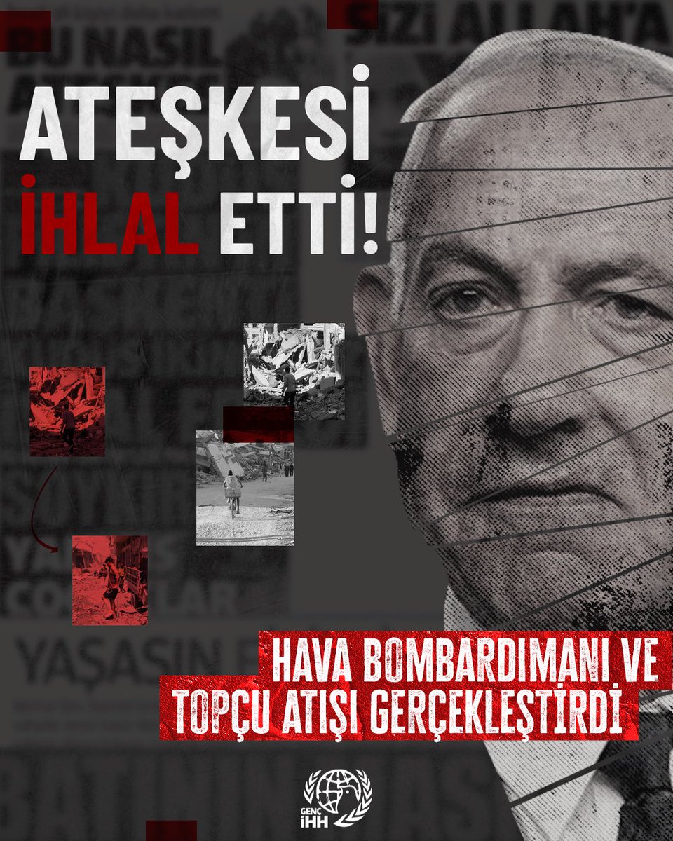 🚨 İşgalci İsrail rejimi hava bombardımanı ve topçu atışı gerçekleştirerek ateşkesi yine ihlal etti.