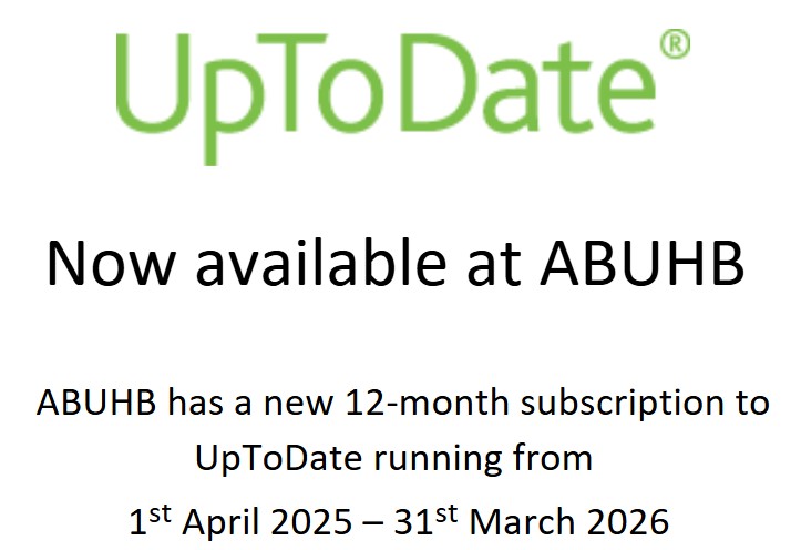 Mae tanysgrifiad yr adnodd pwynt gofal UpToDate wedi’i adnewyddu ar gyfer 2025/2026! Am ragor o wybodaeth, edrychwch ar dudalen fewnrwyd #UpToDate BIPAB neu cysylltwch â’ch llyfrgell bwrdd iechyd leol! #pwyntgofal #uptodate #gofalcleifion