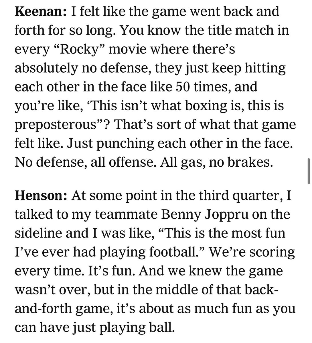 NU 54, Mich 51 turns 25 today. In 2020, I talked to Brent Musburger, Gary Danielson, Zak Kustok, Damien Anderson, Drew Henson, David Terrell, Lloyd Carr, <a href="/DaveEanet/">Dave Eanet</a>, <a href="/ESPNRittenberg/">Adam Rittenberg</a>, <a href="/codykeenan/">Cody Keenan</a>, <a href="/TWaddle87/">Tom Waddle</a> about “the game that changed college football”⤵️ nytimes.com/athletic/21113…