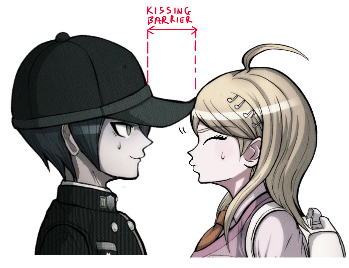 The hat stay on during kiss #Danganronpav3