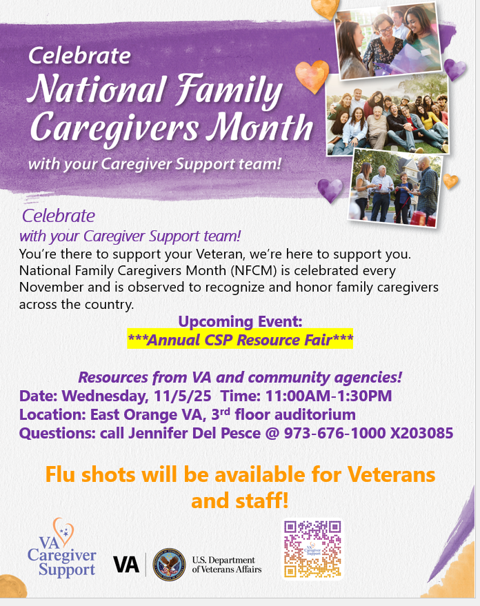 RightatHomeNJ's tweet photo. Celebrating National Family Caregivers Month! Visit us at the VA in East Orange for resources and support for caregivers. 💙 #Caregivers #Veterans https://t.co/t0BwMeuq7L