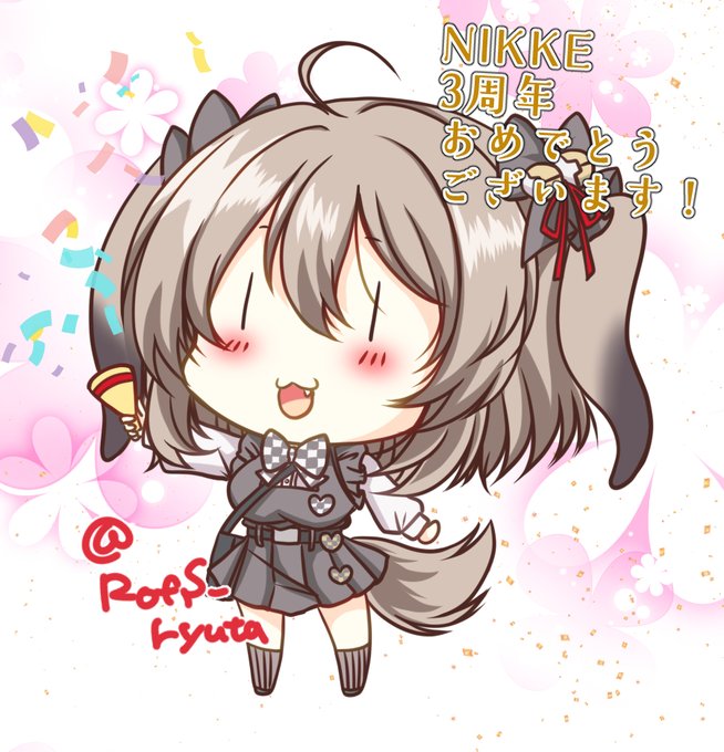日付跨いじゃったけども3周年、おめでとうございます!簡単にだけどお祝い絵を。これからもビスケットちゃん愛でます! 
#NIKKE3周年 