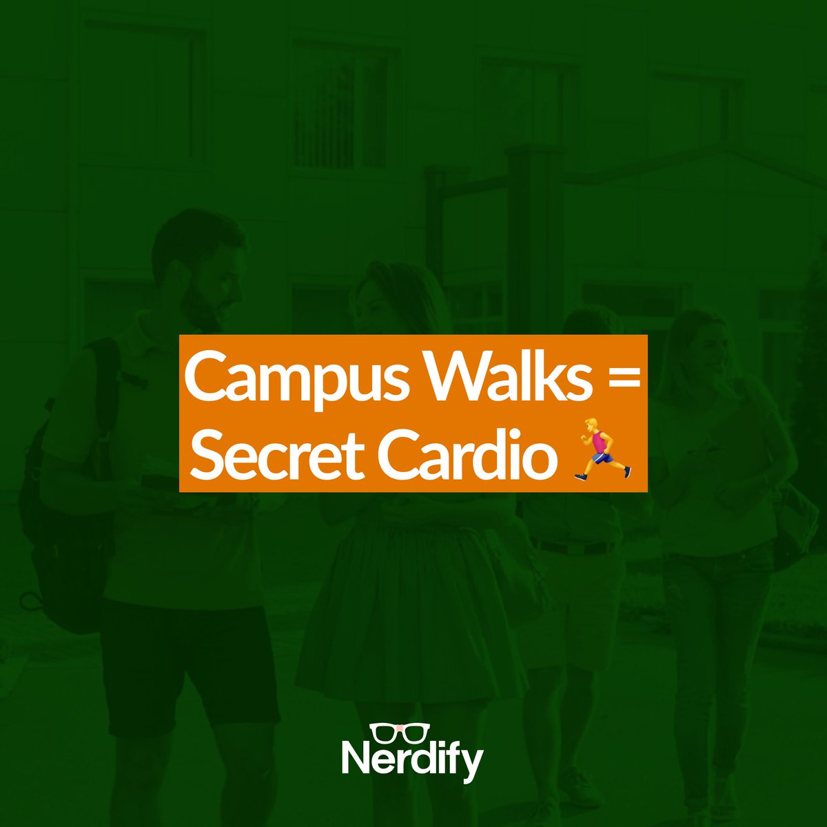 GoNerdify's tweet image. The average U.S. college student walks 2–3 miles per day just getting to classes. Staying active without even hitting the gym!

#nerdify #funfact