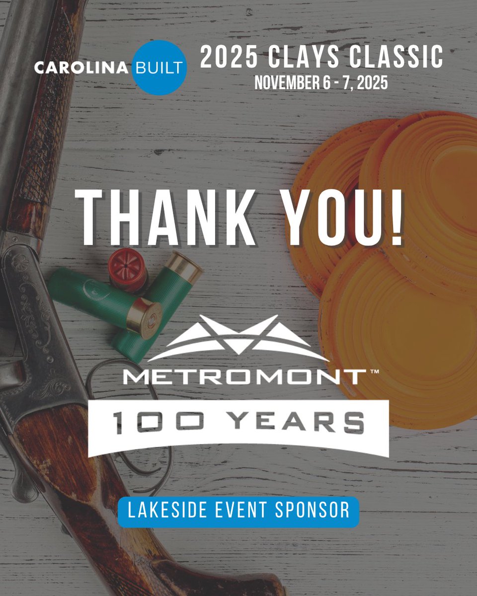 CarolinaBUILT's tweet photo. Sponsor shoutout! A big thank you to our 2025 Clays Classic Lakeside Event Sponsor @MetroPrecast! Thank you for your support! https://t.co/jqU7ewBSMR