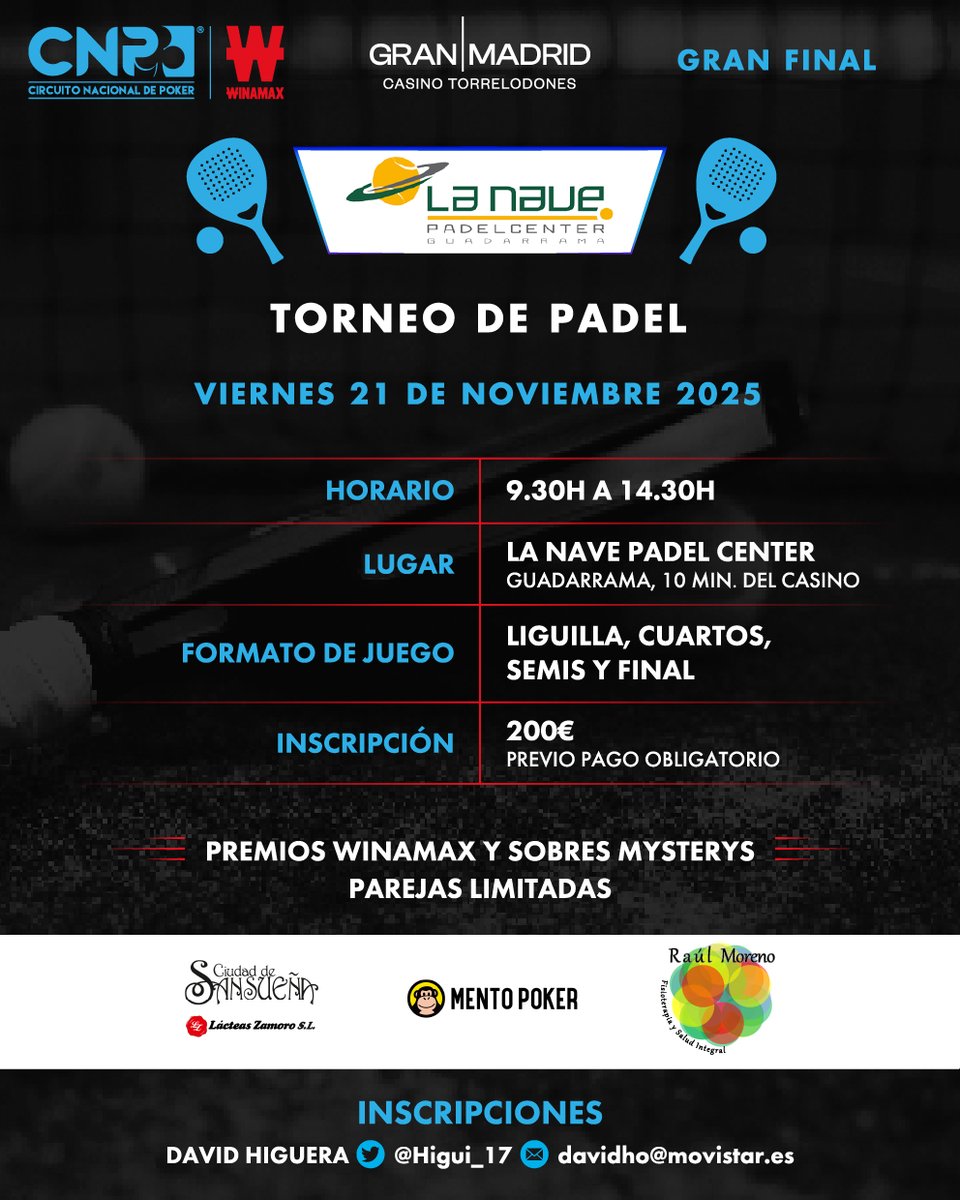 🔥 Así será la Gran Final del #CNPW2025 ♣️
Del 13 al 24 de noviembre, Madrid se convierte en la capital del póker:

🏆 Main Event, High Roller y más!
🎾 Torneo de Pádel
🥳 Deglingo
🎥 Live Streaming

<a href="/granmadrid_com/">Gran Madrid | Casino</a> <a href="/Winamax_Espana/">Winamax Póker</a> <a href="/LAROUSH_Events/">LAROUSH EVENTS®</a>