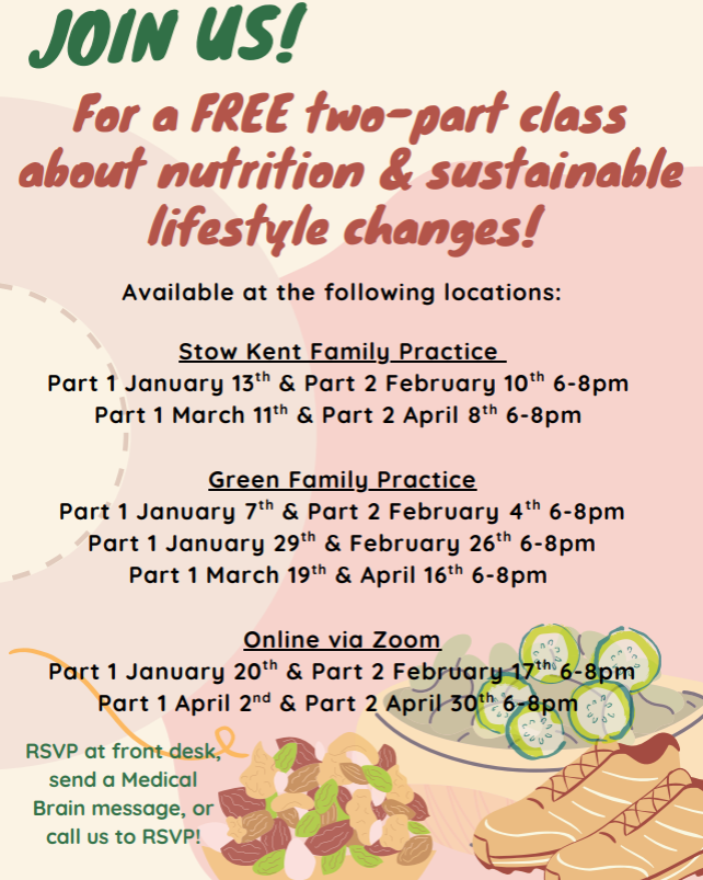 CHCIncOhio's tweet image. FREE 2-Part Nutrition &amp;amp; Sustainable Lifestyle Class! Learn lasting health habits that work for YOU.

Available at:

Stow-Kent (330-688-7981)
Green (330-896-0009)
Zoom
RSVP: Call or message on Medical Brain.

#NutritionClass #SustainableWellness