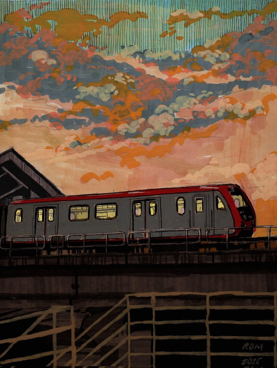 rommeldrawlines's tweet image. It&apos;s interesting how we share different stories on the same train  🚉 🌇