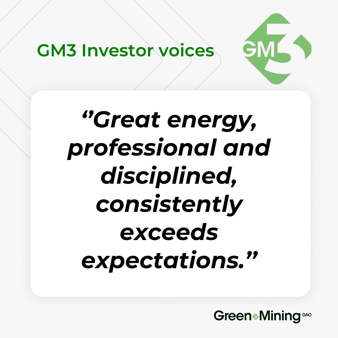 Greenminingdao's tweet image. 🌱 The GM3 Investor Experience

We recently heard from nearly 100 investors about their experience with GM3. The feedback was overwhelmingly positive and fuels our mission with even greater energy. 🔥

At GM3, our focus isn’t limited to sustainable Bitcoin mining. It also…