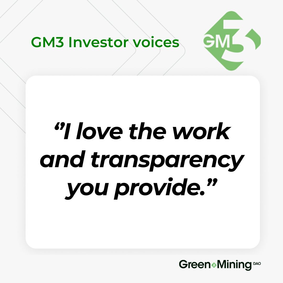 Greenminingdao's tweet image. 🌱 The GM3 Investor Experience

We recently heard from nearly 100 investors about their experience with GM3. The feedback was overwhelmingly positive and fuels our mission with even greater energy. 🔥

At GM3, our focus isn’t limited to sustainable Bitcoin mining. It also…