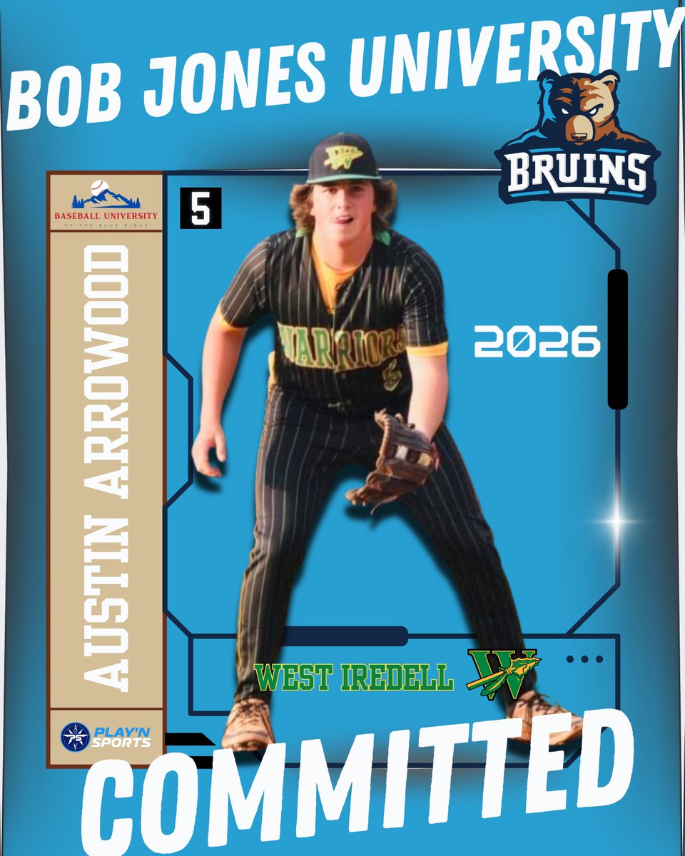 Congratulations <a href="/AustinArro84174/">Austin Arrowood</a> of <a href="/WIHS_BASEBALL23/">West Iredell Warriors Baseball</a> on Your Commitment to <a href="/BJUBaseball/">BJU Bruins Baseball</a> 

Austin was our first ever West Iredell prospect, and we were glad to help him find the right fit for him athletically, academically, and spiritually. The <a href="/StateGamesNC/">BODYARMOR State Games</a> Selection is going to