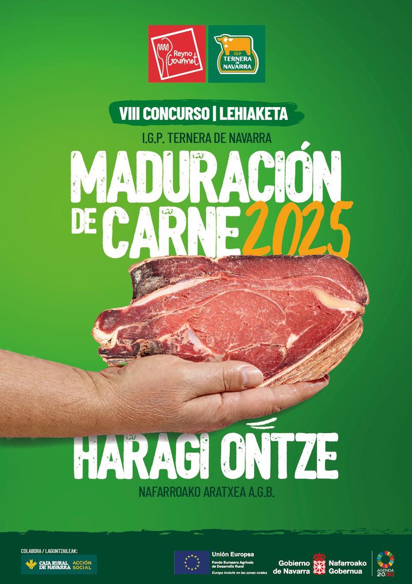 CoovaNavarra's tweet photo. 🥩Bihar, azaroaren 5ean, ospatuko da Nafarroako IGP Txahal-haragiaren – Reyno Gourmet VIII. Heldutasun-lehiaketa.
Hitzordu honek harakinen lana aitortuko du eta Nafarroako IGP Txahalaren txuleta onena sarituko du.
Zorte on guztiei, eta gure abeltzainengan konfiantza duten guztiei https://t.co/ZMaDslDM3r