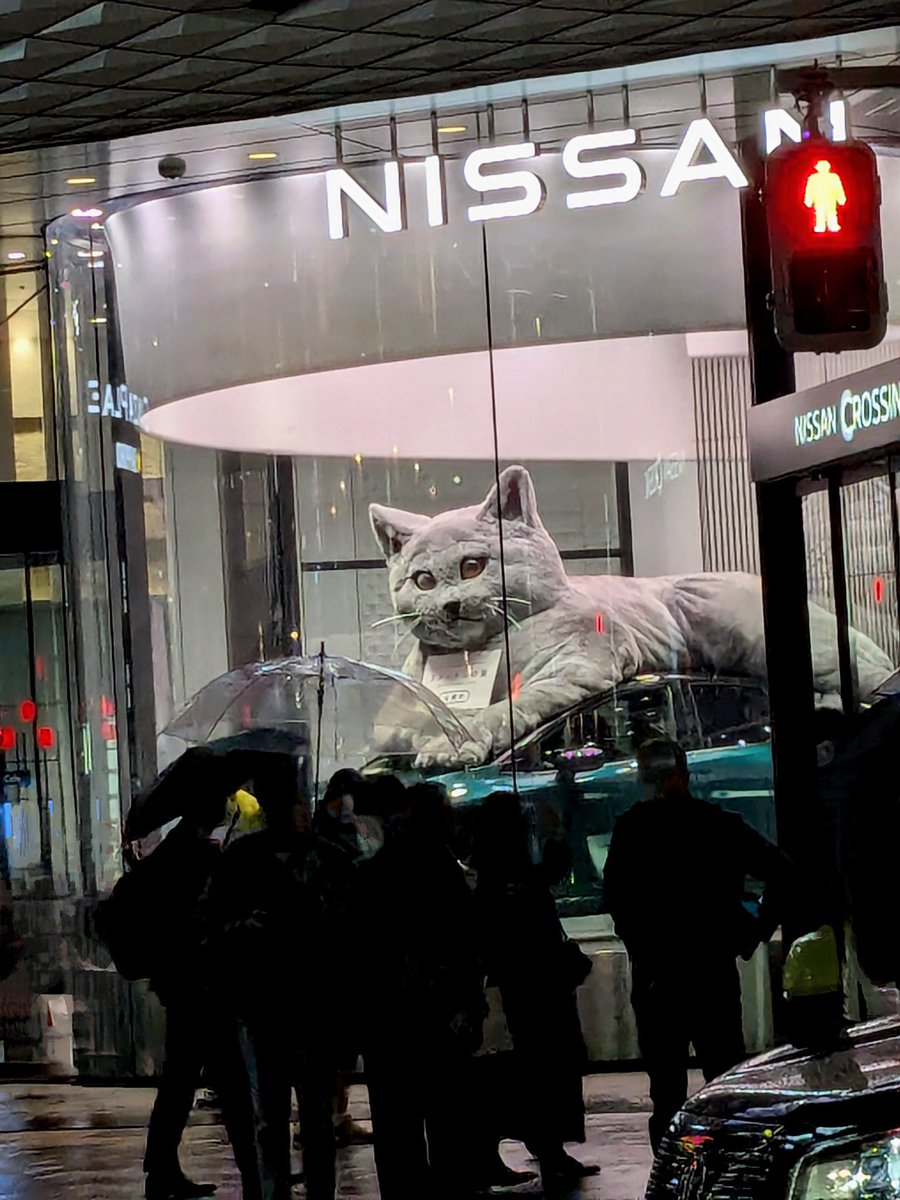 10/23に3メートルの猫を銀座の日産クロッシングに納品展示してきました。自分の作品の中でも過去最大の大きさです。
巨大な猫が銀座四丁目交差点の日産オーラのルーフの上でまったりとしております。銀座にお立ち寄りの際はぜひ記念写真を撮って楽しんでください。