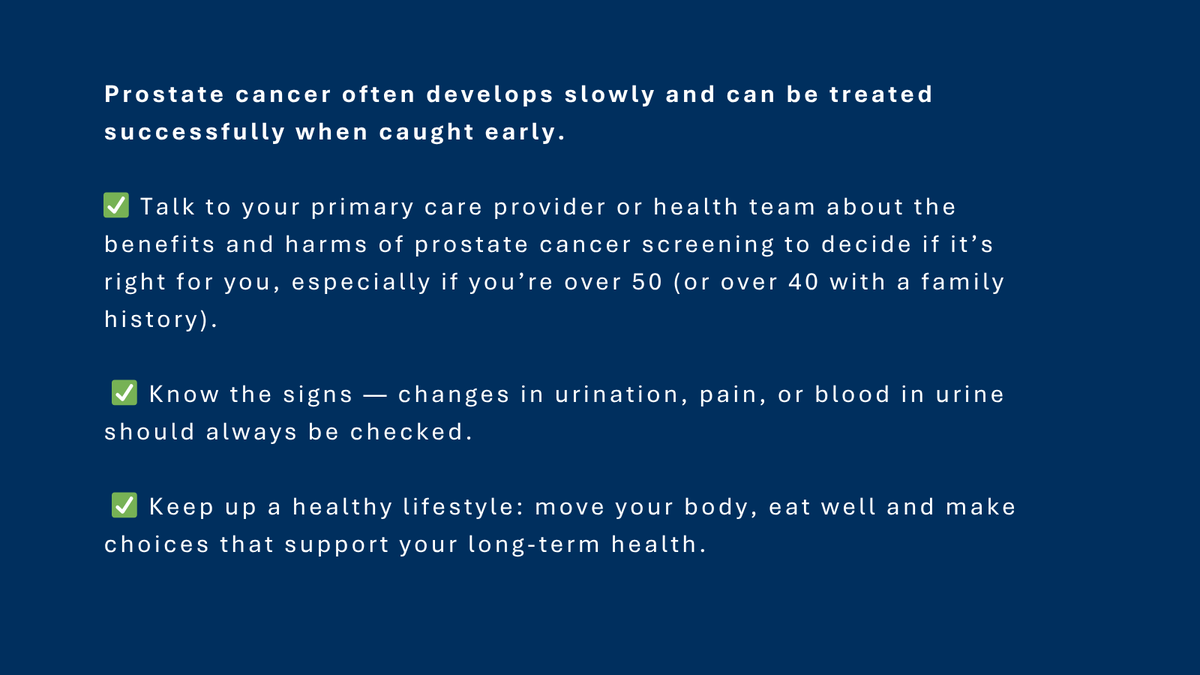 Prostate cancer is one of the most common cancers in men. 1 in 8 will be diagnosed. Knowing the signs can make a difference. bit.ly/43NfUo1