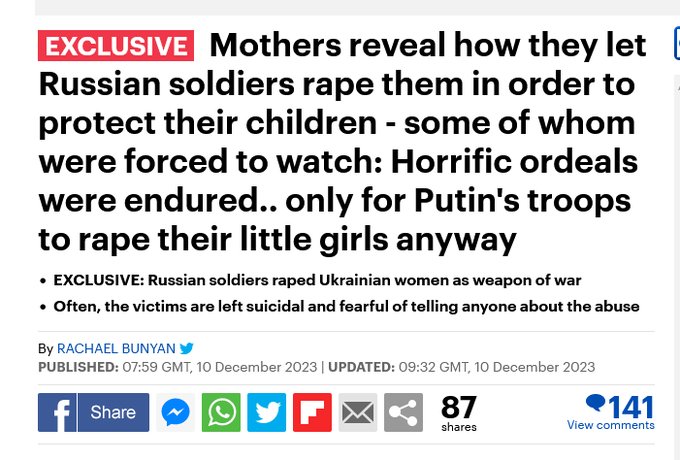 By parroting Russian propaganda Farage is supporting Putin's army of rapists and pedophiles.

The people of Ukraine and Eastern Europe know the nightmare of Russian imperialist aggression. That is why they value NATO and the EU. Only Russia's tools and allies would think