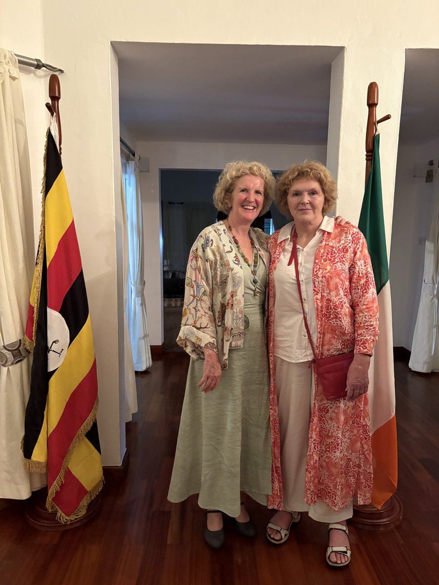 IEAmbUganda's tweet photo. Such an honour to host @MaryLawlorhrds at our home last night, a timely opportunity to discuss how we can and do support unsung heroes who defend human rights through peaceful means #SafeNotSilent @dfatirl https://t.co/A9ZUSrb5Xl