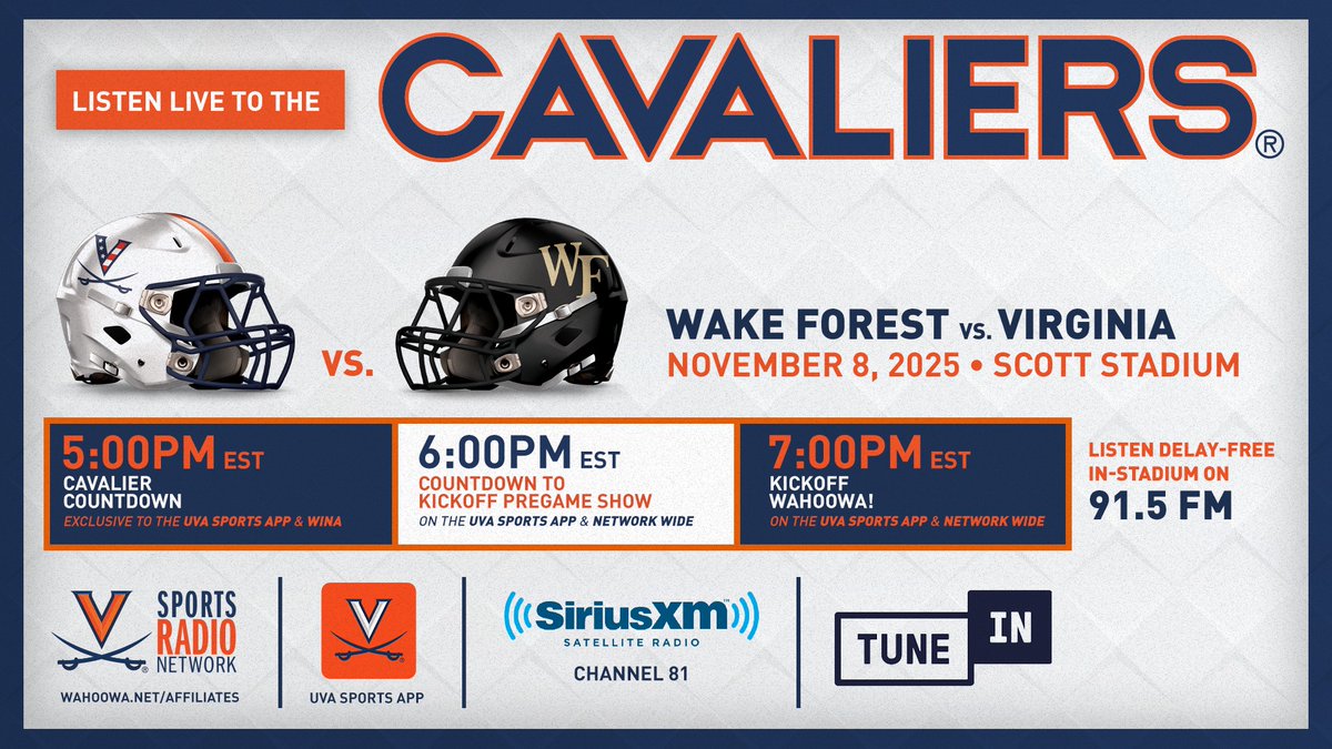 JohnFreemanUVA's tweet photo. When and where you can hear the only undefeated team in ACC play: https://t.co/RnYGtTE716