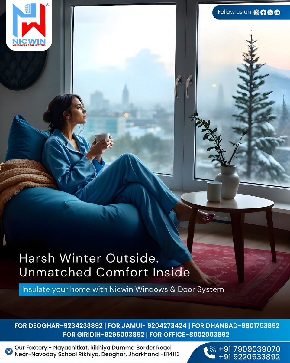 NicwinSystems's tweet image. Stay cozy inside even in the chilly winter season by installing Nicwin uPVC Windows and Doors 🥶👉🏻🔥

📲WhatsApp us at: +91 7909039070 | +91 9220533892
#upvcwindowsmanufacturer #NicwinWindows #windowsanddoorsdesign #uPVCExperts #winter #upvcprofile #upgrade #moderninteriordesign