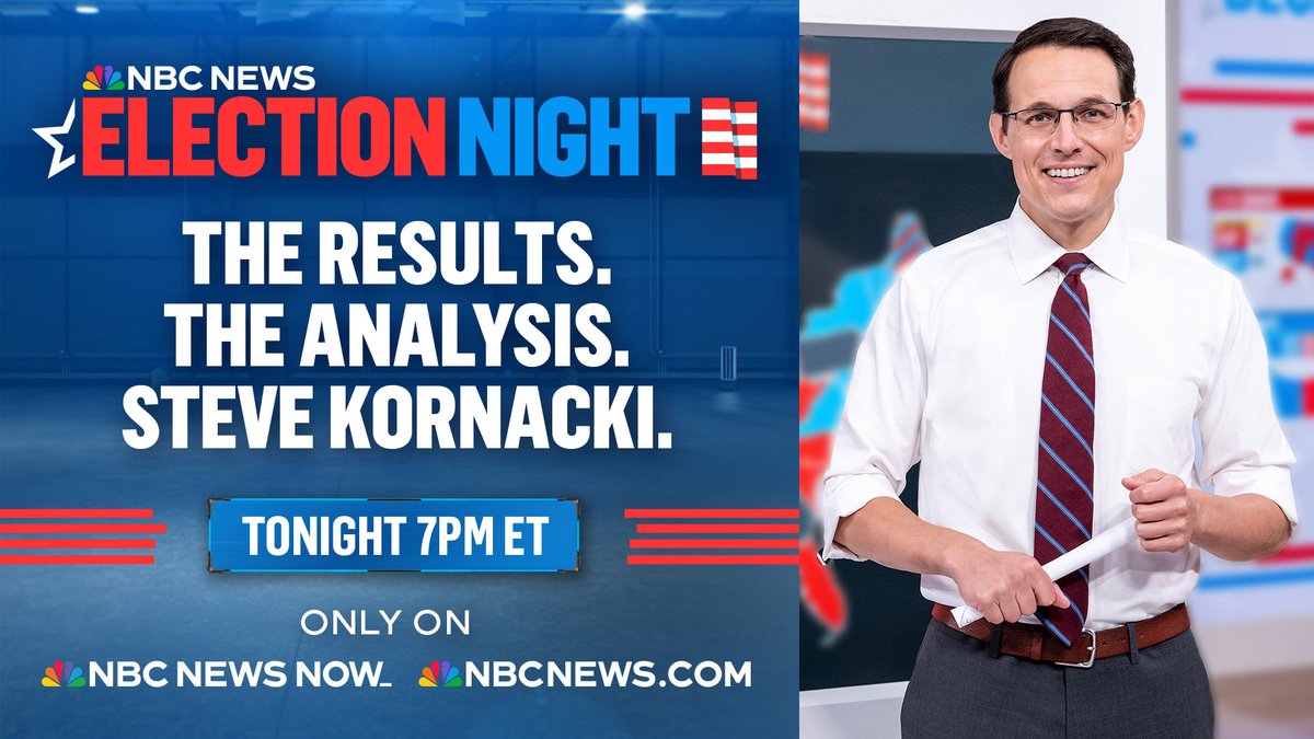 On Election Night, nobody breaks it down like Kornacki. Don’t miss Steve Kornacki at the big board, breaking down the latest results and key races as they unfold on NBC News NOW and NBCNews.com.