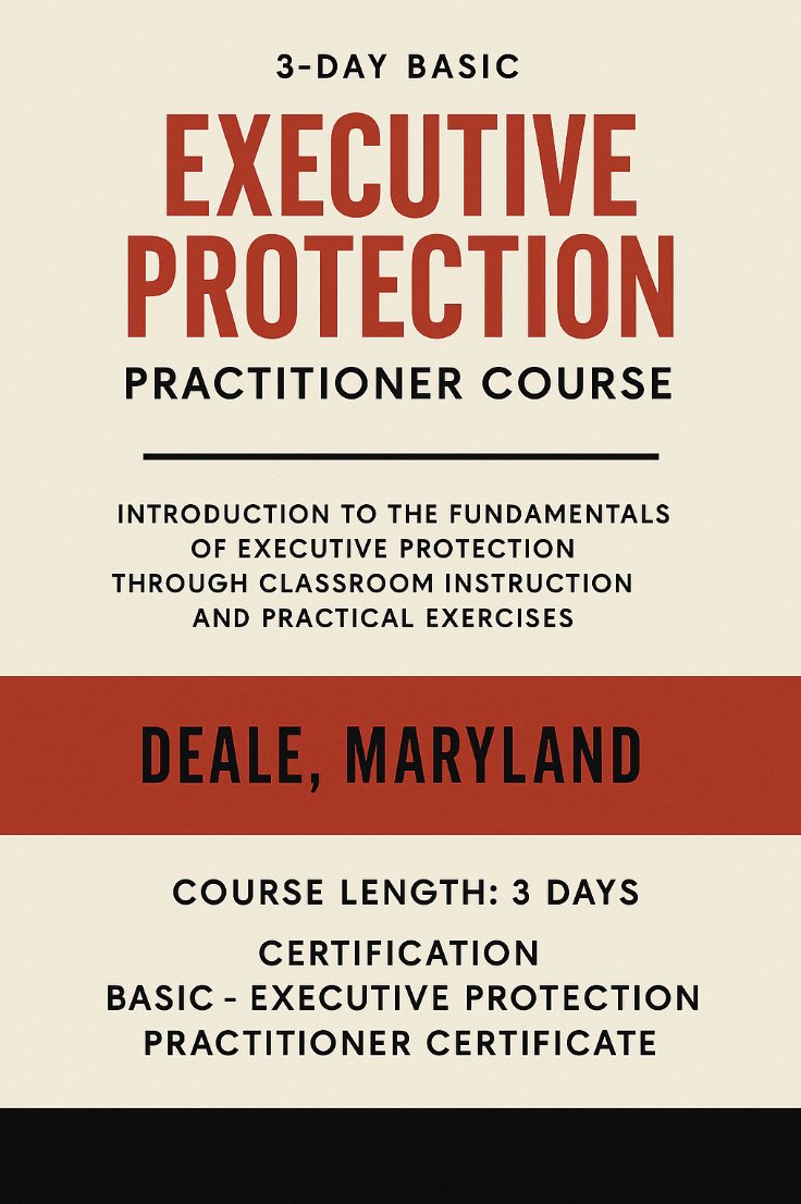dssimd's tweet image. 🎯 Train Smart. Protect Better.
Join our 3-Day Basic Executive Protection Practitioner Course in Deale, MD — realistic, high-level training for today’s protection professionals.