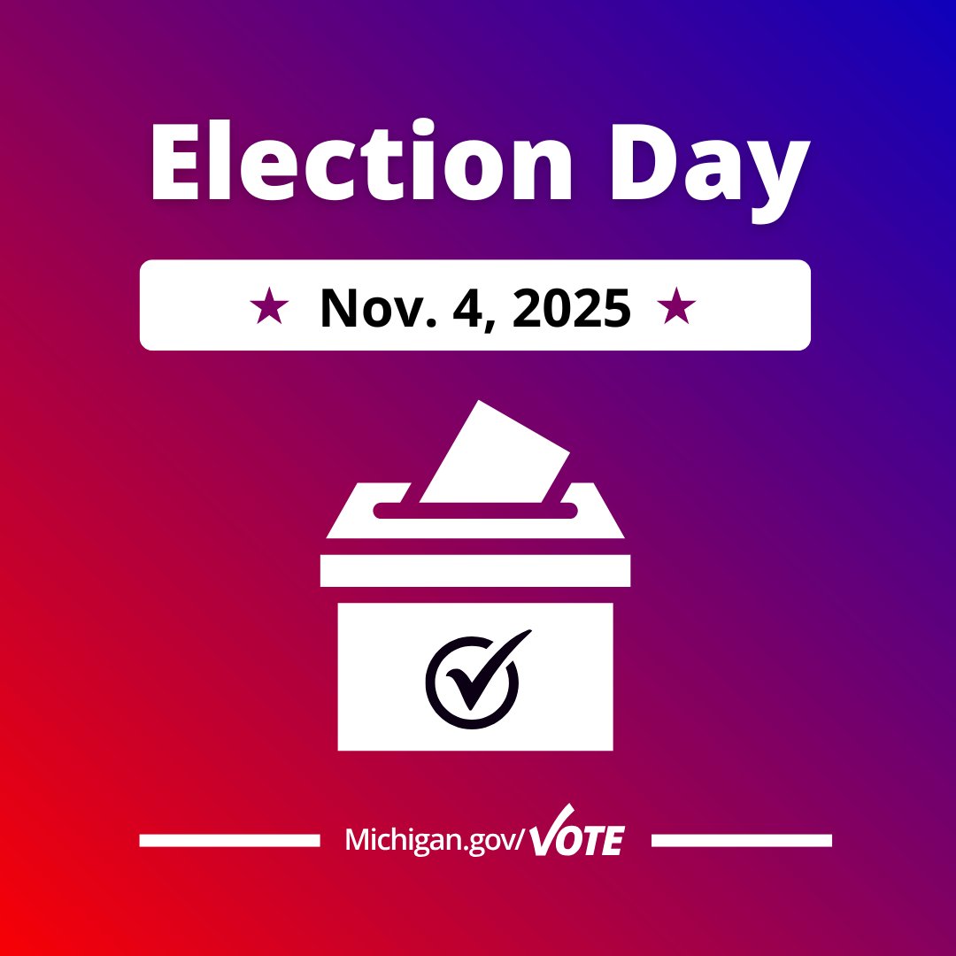 MichSoS's tweet photo. Today is Election Day for Michigan communities in 72 counties! Polls are open from 7 a.m. to 8 p.m.
Check to see if your jurisdiction is holding an election: https://t.co/GLbqQTTcub
Find your polling place and more at https://t.co/ADbpFJrMUd, then get out and vote! https://t.co/ybisUfkls0