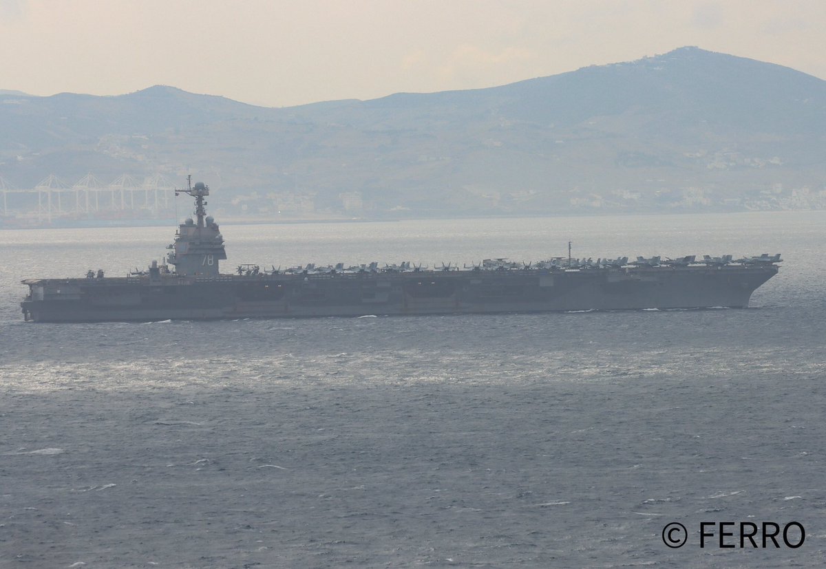 USS GERALD R FORD CVN78 CBG heading west through the STROG this morning #shipsinpics #ships #shipping #shipspotting #naval <a href="/air_intel/">Air & Sea Intel</a> 
<a href="/air_intel/">Air & Sea Intel</a> <a href="/WarshipCam/">WarshipCam</a>  <a href="/seawaves_mag/">SeaWaves Magazine</a> #navy