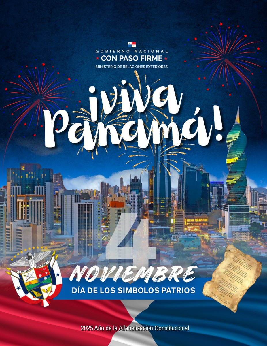 EmbpanamaEsp's tweet photo. En el Día de los Símbolos Patrios, Panamá honra con orgullo la bandera, el escudo y el himno nacional, emblemas que reflejan su historia, identidad y valores. Esta fecha invita a fortalecer el respeto por los símbolos que representan la unidad del país.🇵🇦🇵🇦 https://t.co/bKG6hNZA09