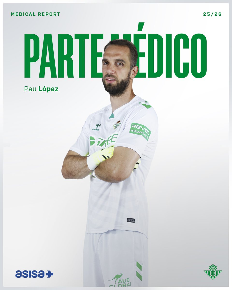 RealBetis's tweet photo. 🚑 PARTE MÉDICO | Pau López sufre una rotura del tendón del músculo plantar delgado de su pierna derecha.

¡Mucho ánimo, Pau! 💪

➡ https://t.co/uSQFDe1hEQ https://t.co/sIxqFjPd00