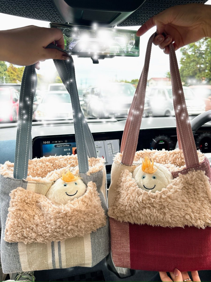 推しぬい☁️☁️と一緒にお散歩するためだけのバッグを作りましたｯ٩( 'ω' )و 
ほっぺの両脇にスナップボタンついてるから落っこちないよ☁️☁️✨