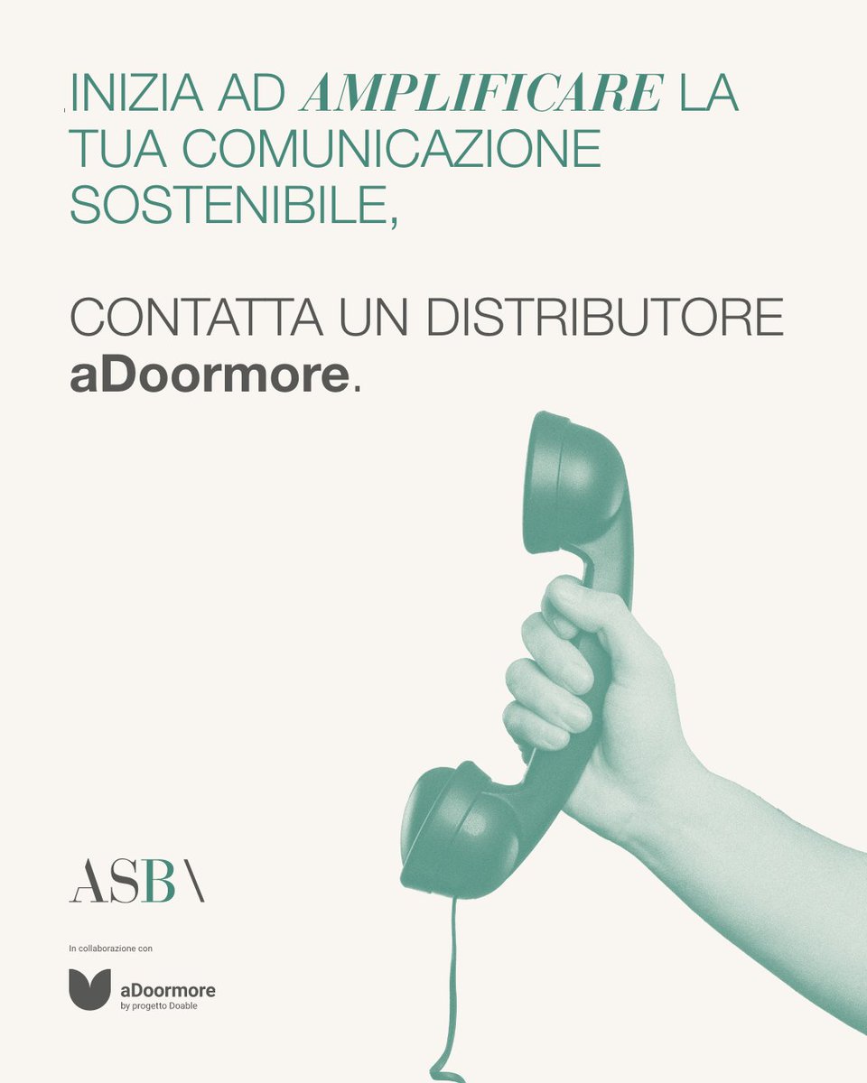 🙌 All in con #aDoormore.

Per scoprire la piattaforma di @progettodoable, clicca il link: asborsoni.com/it/adoormore.