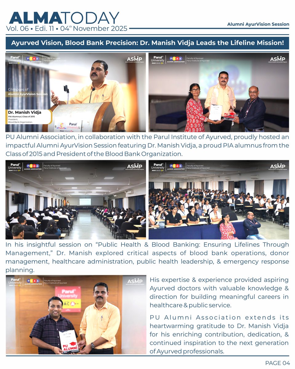ParulAlumni's tweet image. The November Edition of Alma Today is here, celebrating a season of achievements, reunions, and unforgettable alumni connections! ✨ 

#AlmaToday
#AlumniNewsletter
#NovemberEdition
#PUAlumniAssociation
#ParulUniversity