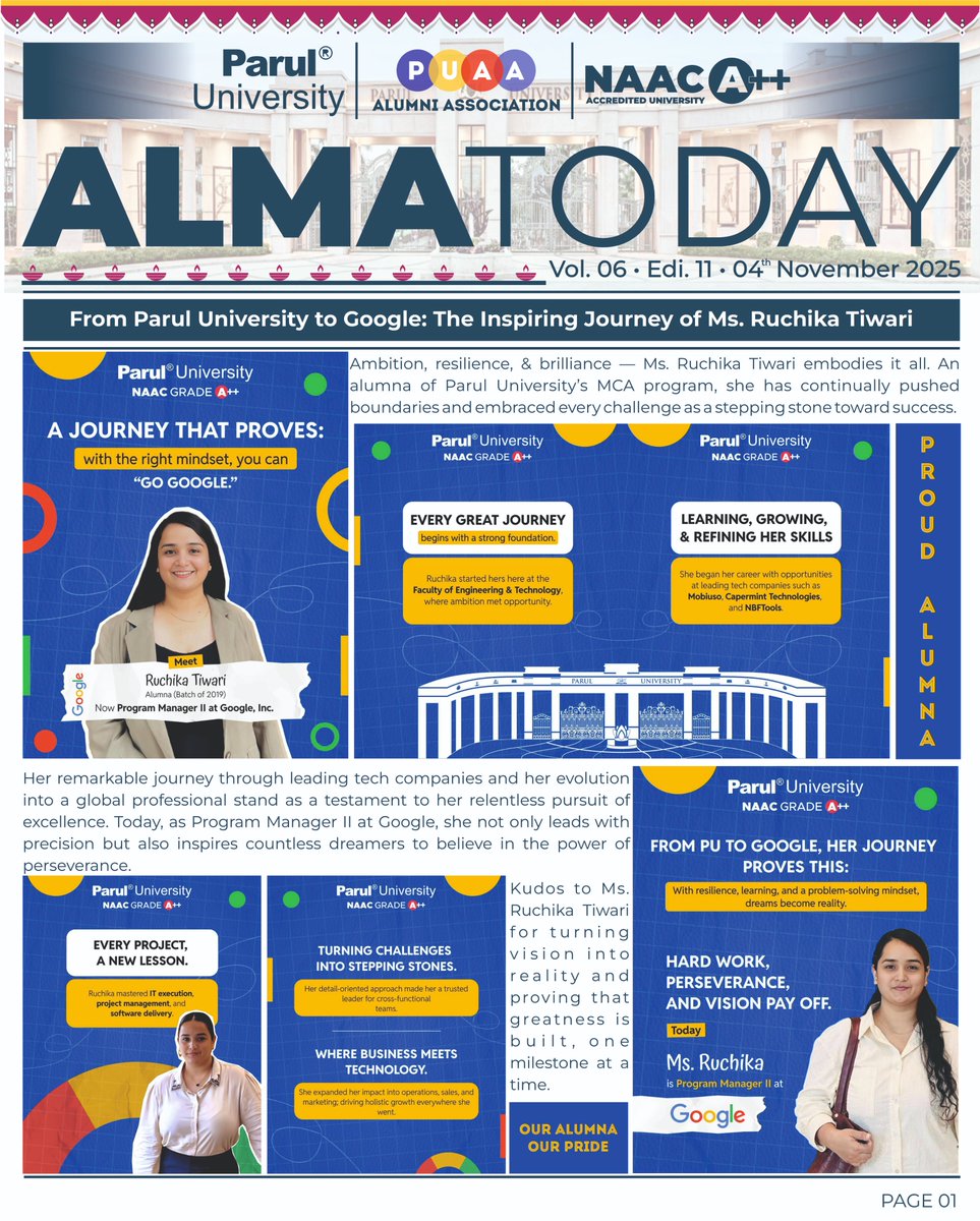 ParulAlumni's tweet image. The November Edition of Alma Today is here, celebrating a season of achievements, reunions, and unforgettable alumni connections! ✨ 

#AlmaToday
#AlumniNewsletter
#NovemberEdition
#PUAlumniAssociation
#ParulUniversity