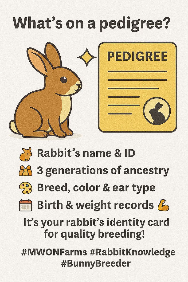 Mhaterazy1's tweet image. 🧬✨
Gone are the days of messy paper pedigrees!
With lineage software, every rabbit’s ancestry is just a click away — clean, clear &amp;amp; secure. 💻🐰
#RabbitBreeding #FarmTech #MWONFARMS