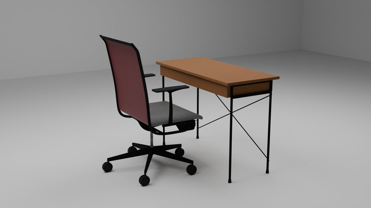 NovaNull1's tweet photo. 木製机と椅子 #blender #3DCG #modeling #b3d https://t.co/csYSSrFzmE