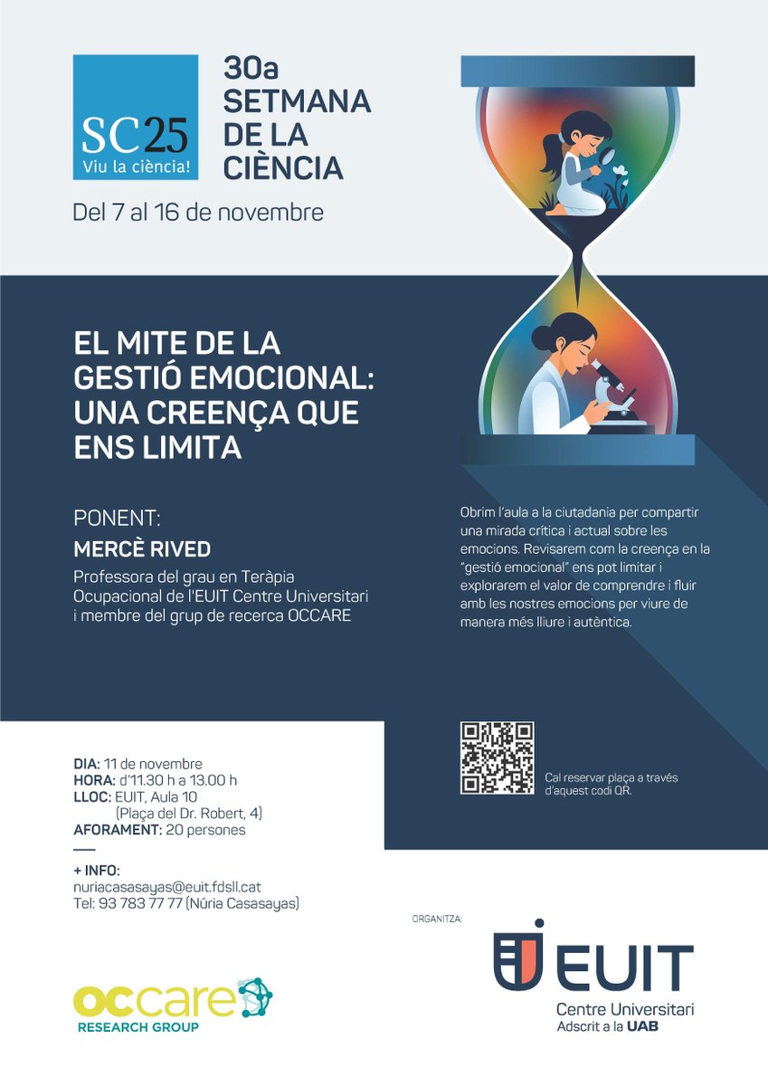 euit_terrassa's tweet image. 📢 CELEBREM LA 30a SETMANA DE LA CIÈNCIA!

📌 Del 7 al 16 de novembre, l'EUIT i el grup de recerca 
@OCCARE_euit organitzem diverses activitats, gratuïtes i obertes a tota la ciutadania, que ens conviden a reflexionar, experimentar i aprendre sobre salut, emocions i moviment.

✅…