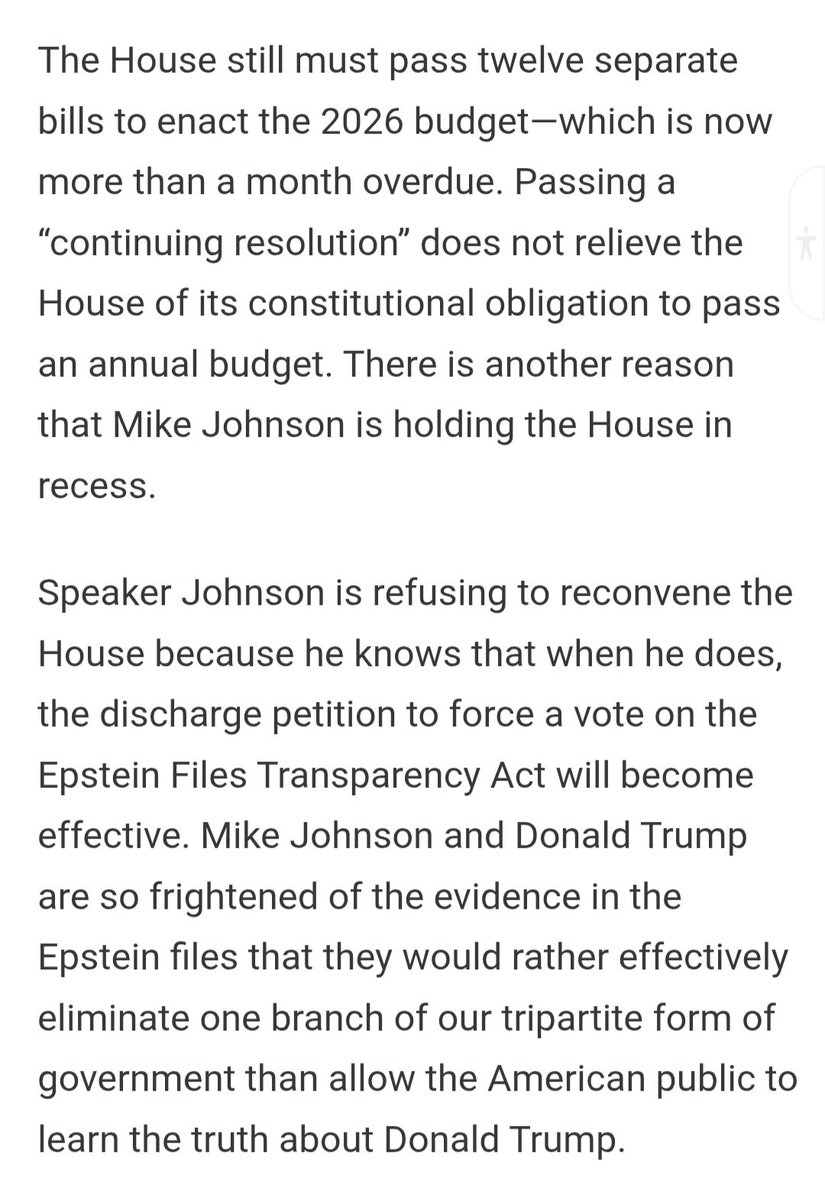 GET BACK TO WORK YOU FUCKING LIAR
<a href="/SpeakerJohnson/">Speaker Mike Johnson</a> 
<a href="/HouseGOP/">House Republicans</a> 

RELEASE THE EPSTEIN FILES TODAY