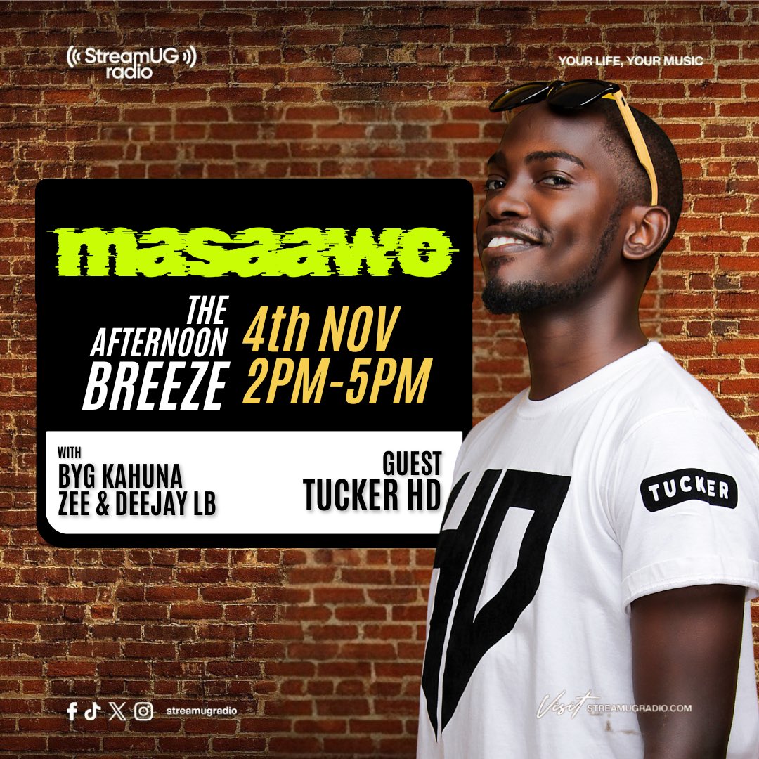 StreamUGRadio's tweet image. "Chilling with @TuckerHDMusic on #Masaawo THE AFTERNOON BREEZE today 2PM-5PM on @StreamUGradio! Hosted by @byg_kahuna, Zee &amp;amp;  🔥 Tune in! #StreamUG #YourLifeYourMusic 💁‍♂️"