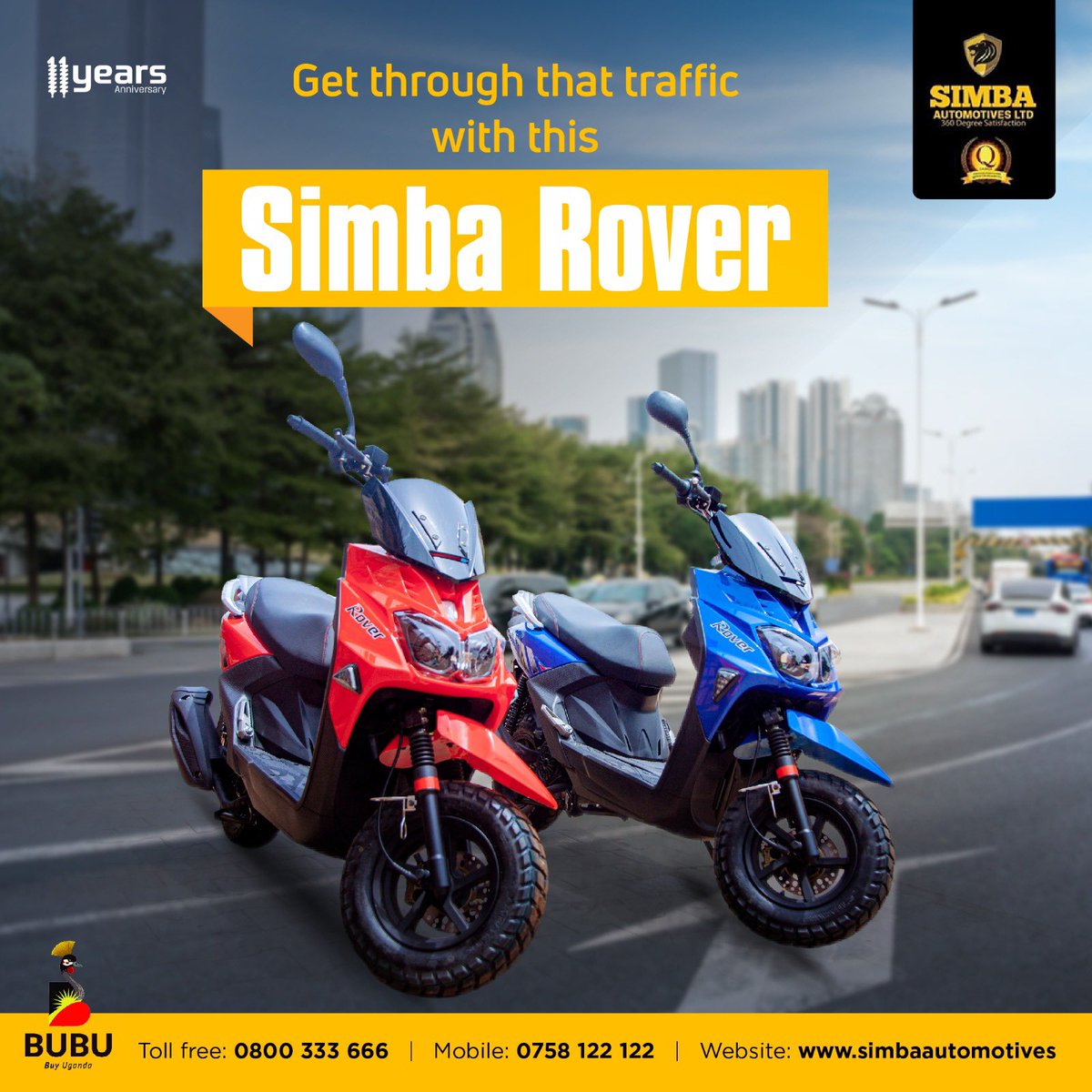 SimbaAutomotiv1's tweet image. Beat the city traffic with ease! 🚦
The Simba Rover is built for smart, smooth, and effortless movement whether you’re weaving through rush hour or cruising on open roads. Simplify your daily commute with power and reliability you can trust. 💪🏍️

#SimbaAutomotives #SimbaRover