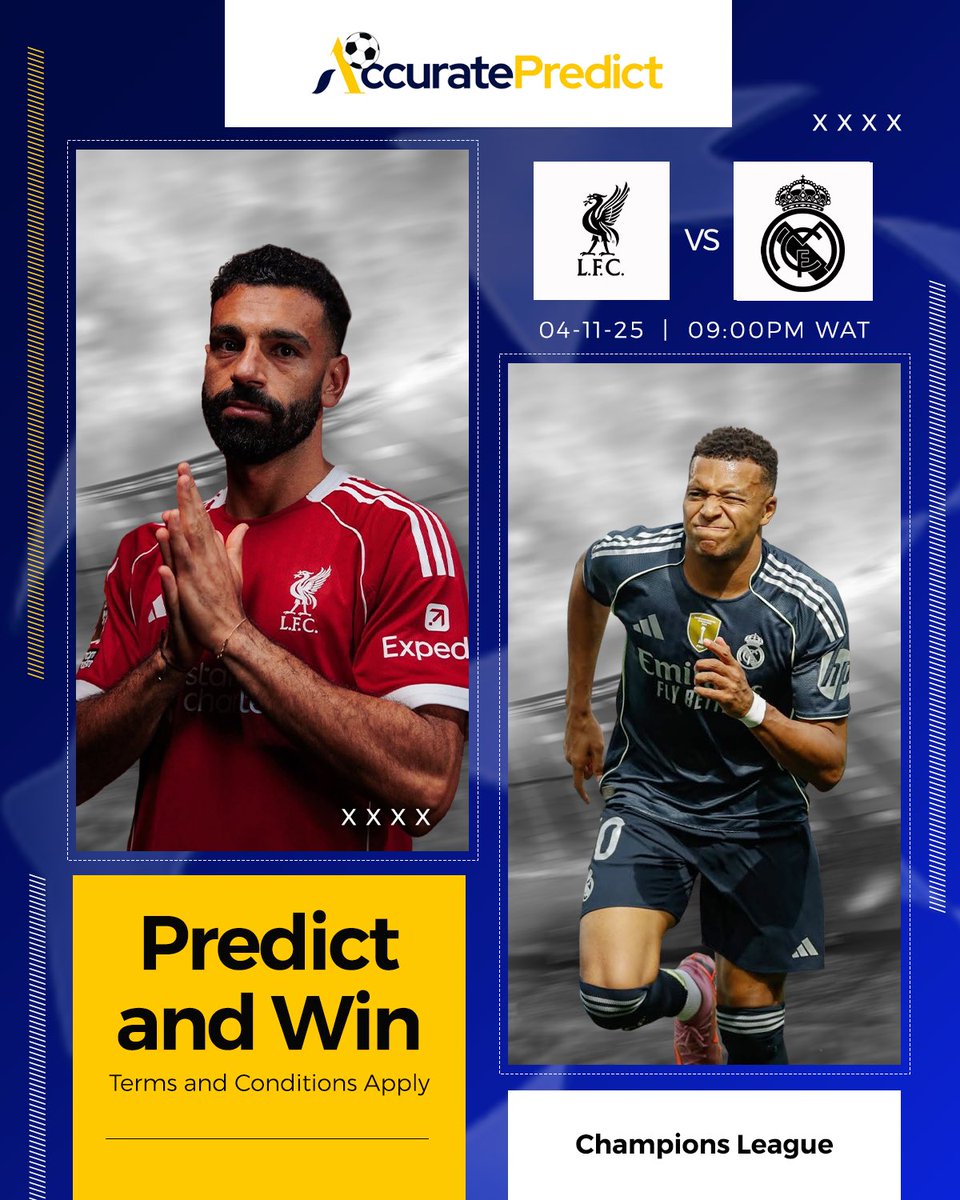 accuratepredicz's tweet image. Predict &amp;amp; Win Giveaway! 
Think you can call the match result?
👉 Predict the correct score in the comments
👉 Follow us (add the handles here)
👉 Tag 2 friends who love football

Correct predictions get rewarded N1000

10 winners will be selected!

T&amp;amp;C Applies 

#accuratepredict…