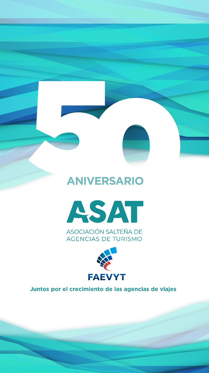 Feliz 50° aniversario Asociación Salteña de Agencias de Turismo #ASAT !! 

Un saludo afectuoso a sus directivos y asociados 👏

Seguimos trabajando para las agencias de viajes 💪

#faevytfederal #SomosFAEVYT #SomosTurismo