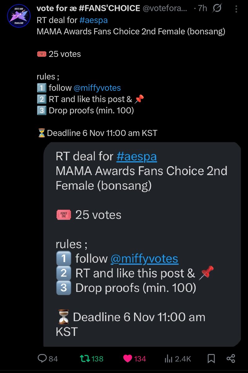 aePandaChan's tweet photo. @voteforaespa_th @miffyvotes for #aespa https://t.co/ktnErc1wzc