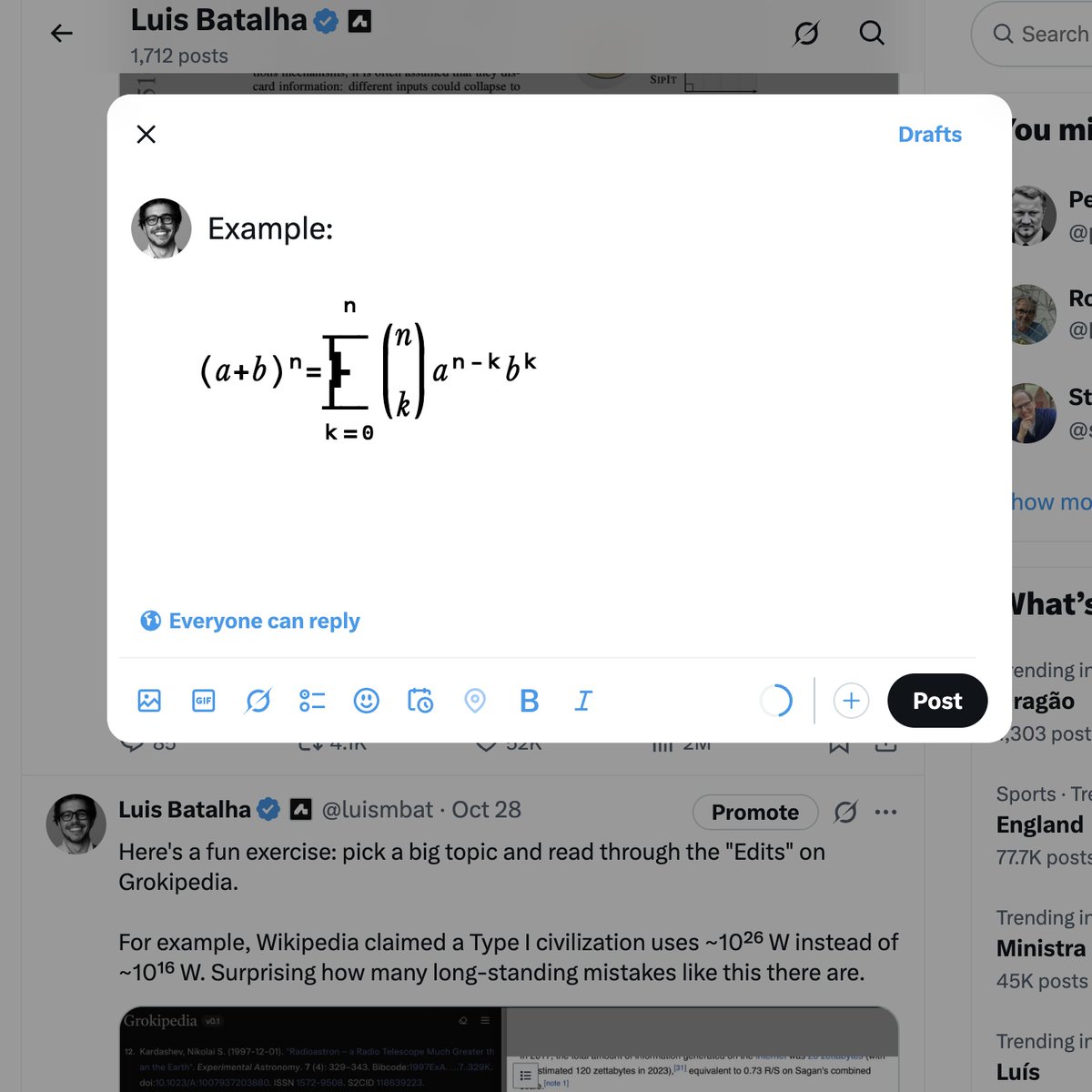 luismbat's tweet image. Built a little browser extension that turns LaTeX into Unicode math art for X.

(⚡️powered by TeXicode)