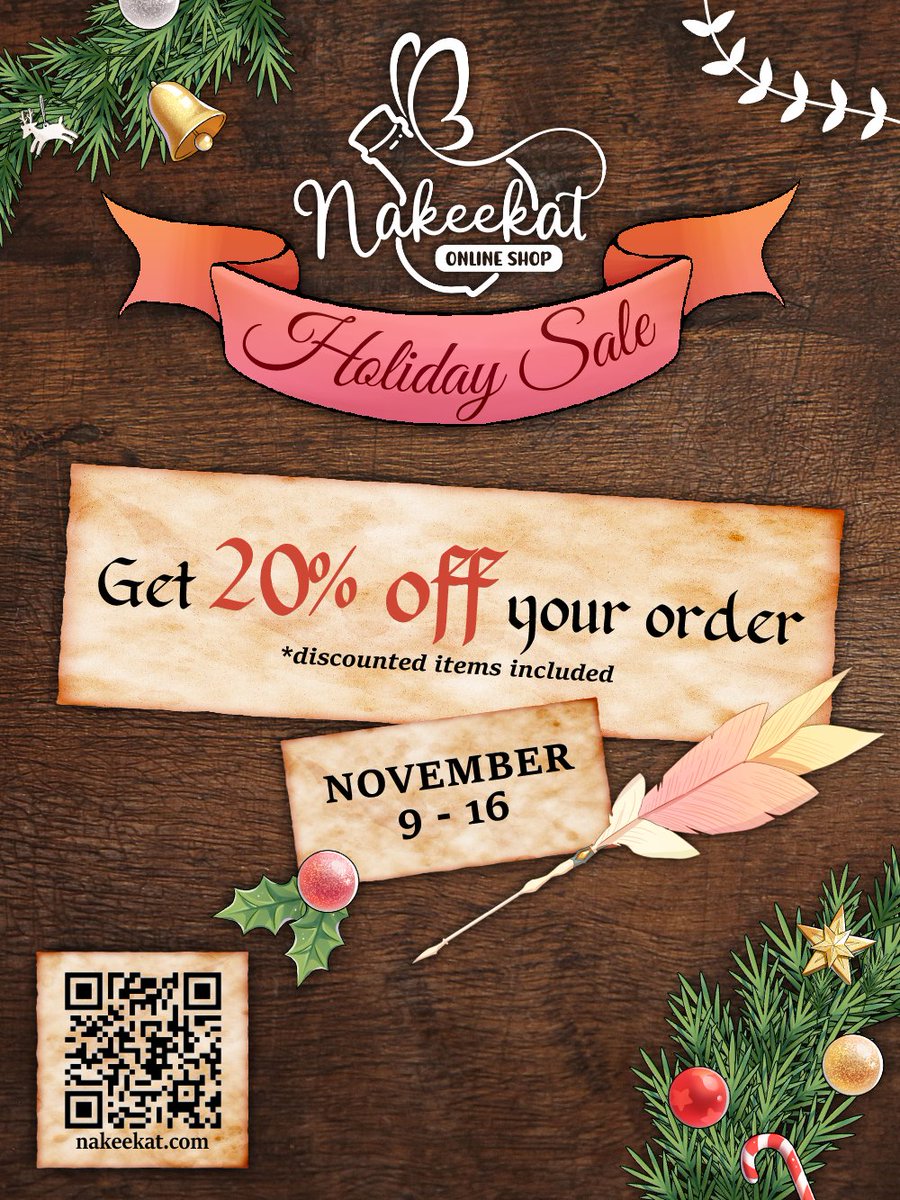 nakeekat's tweet photo. Christmas is coming in fast, which means it's time to start prepping those gifts!

❄️ I'll be having a Holiday Sa|e from November 9-16 🎄

Get 20% off when you place your order next week!
*includes discounted items and new products https://t.co/cn8CzED3EM