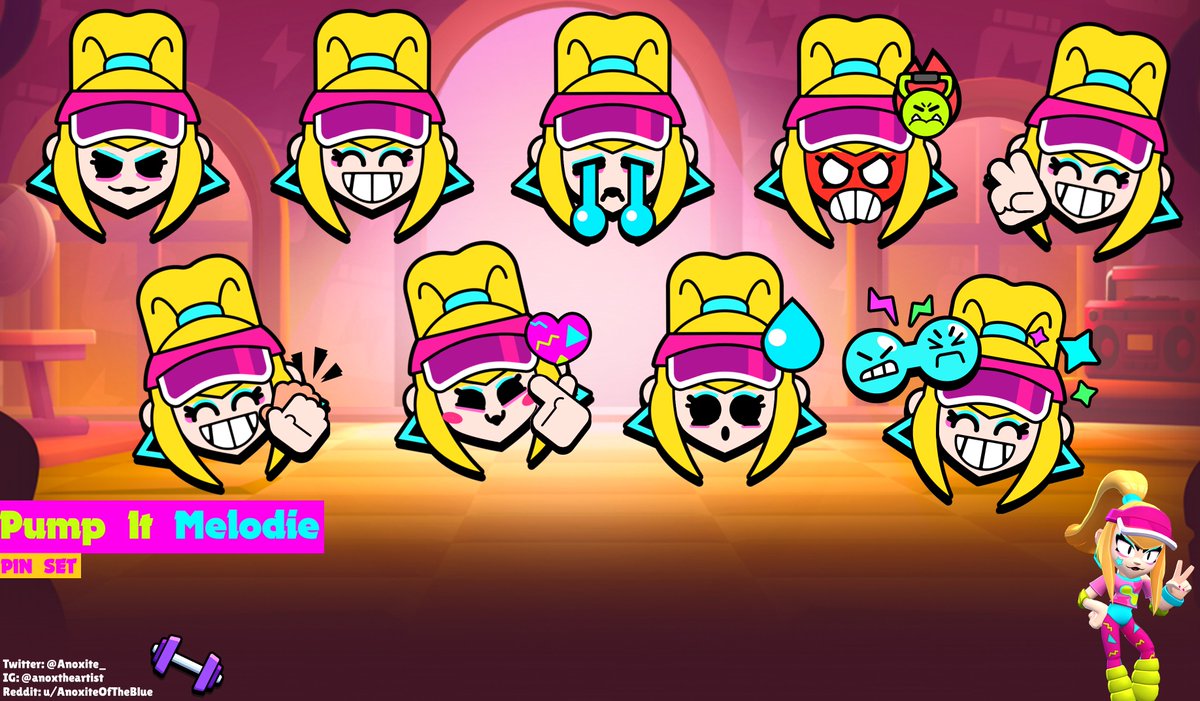 And the last Gym Rat skin pin set
Pump It Melodie