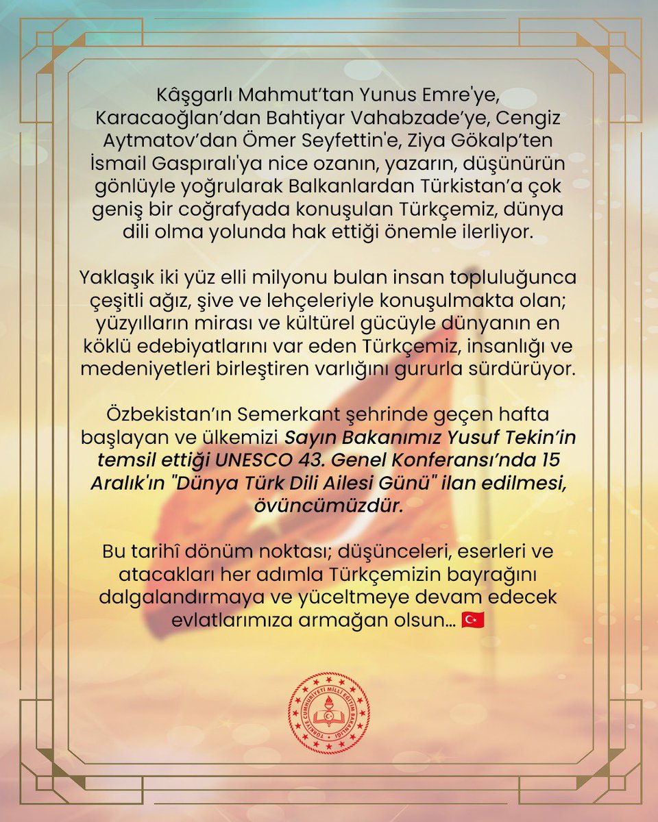 🇹🇷 Ses Bayrağımız Türkçemiz, Şanla Dalgalanıyor 🇹🇷

👉🏻 meb.ai/iEJuc7