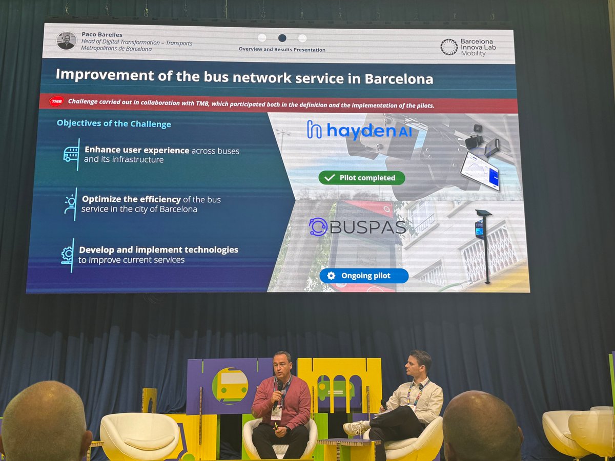 TMB_Barcelona's tweet photo. 📢Durant aquesta primera jornada al #TMWC25, el responsable de Transformació Digital de #TMB, Francisco Barelles, ha parlat dels projectes per a #busbcn @haydenaitech i #BusPas de Barcelona Innova LAB Mobility. https://t.co/jmApLBJqIj